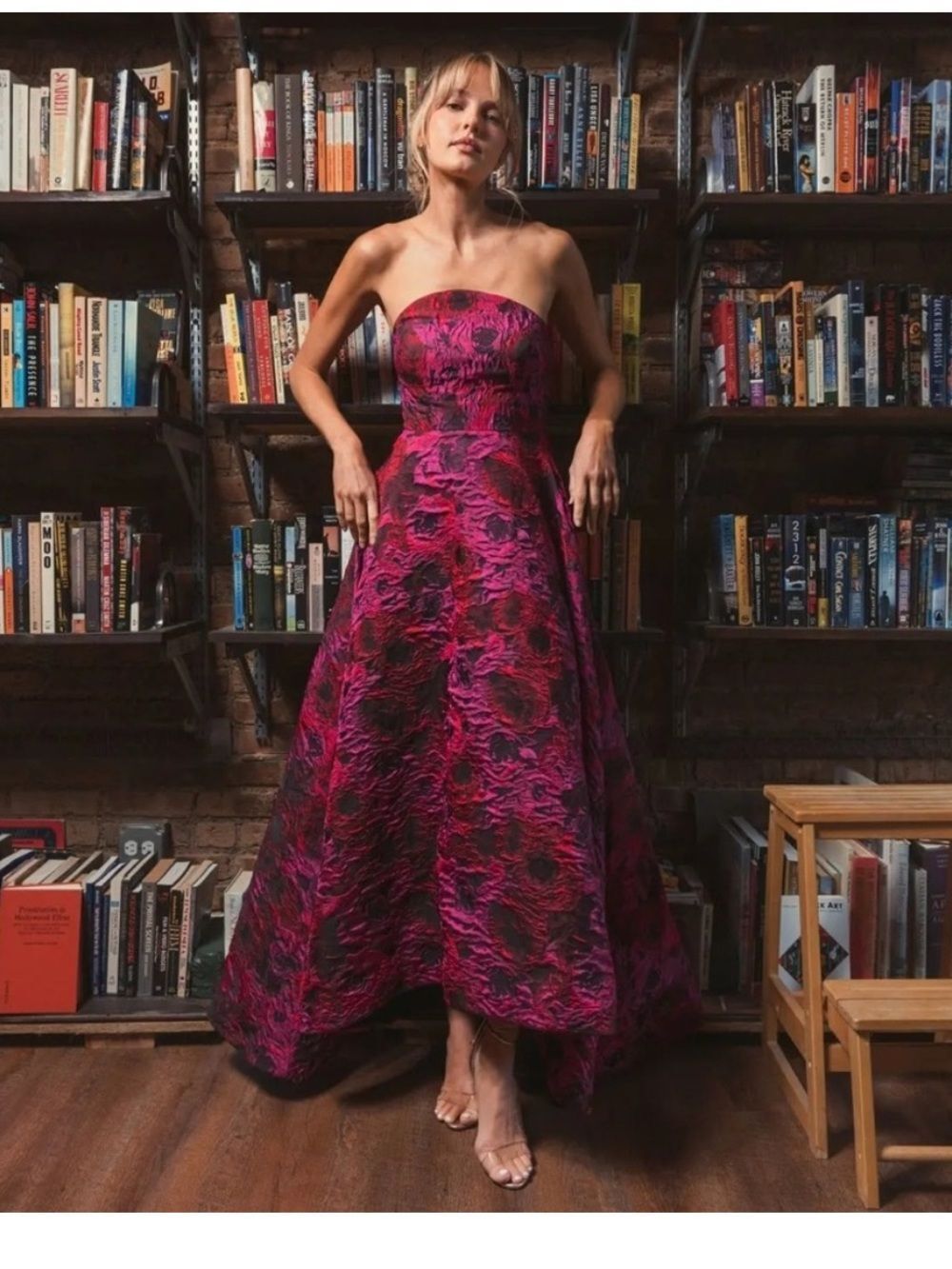 Mac Duggal Multicolor Strapless Brocade High Low A Line Gown NWT